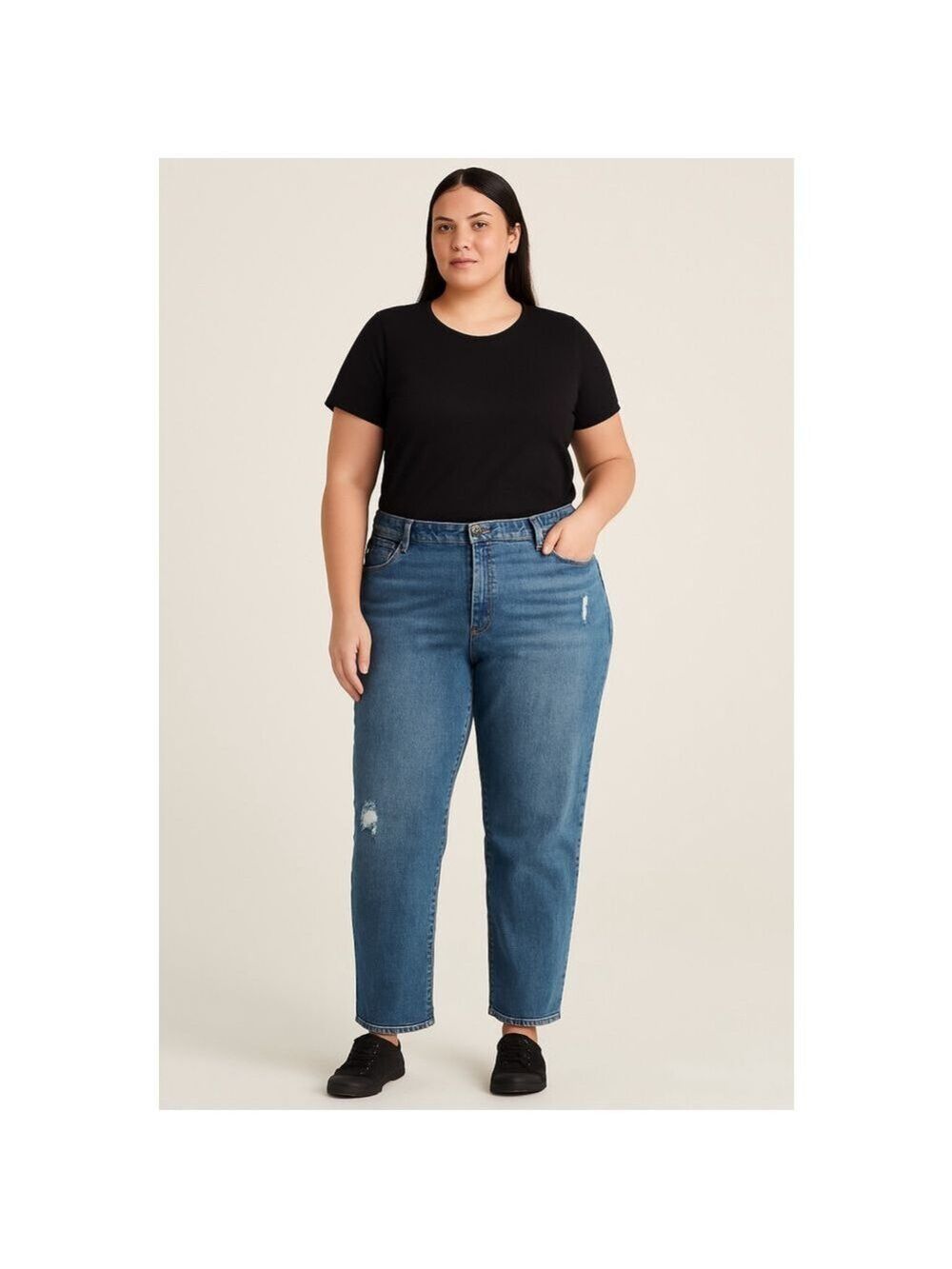 Joe Fresh Women’s Blue Distressed Straight Leg Jeans Size 18W